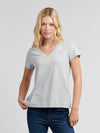 Womens V-Neck T-Shirt in Pearl Grey Marl