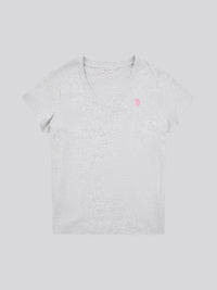 Womens V-Neck T-Shirt in Pearl Grey Marl