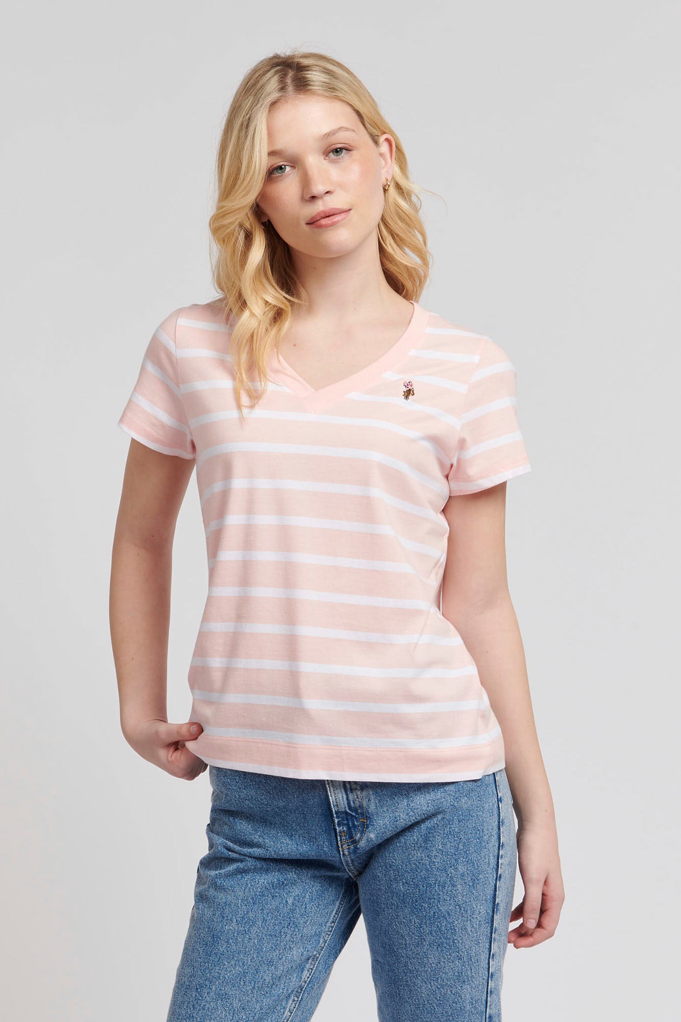 Pink polo v neck t shirt hotsell