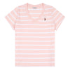 Womens Slub Stripe V-Neck T-Shirt in Crystal Rose