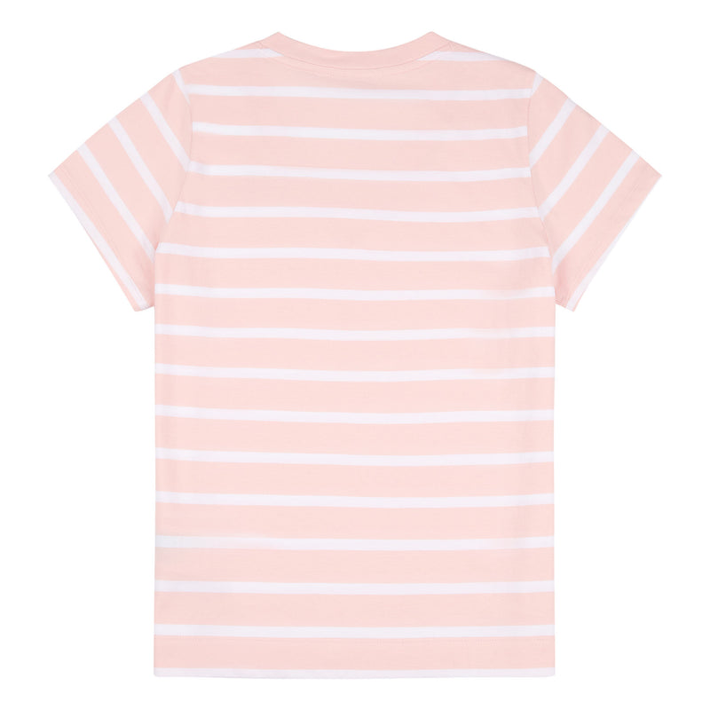 Womens Slub Stripe V-Neck T-Shirt in Crystal Rose