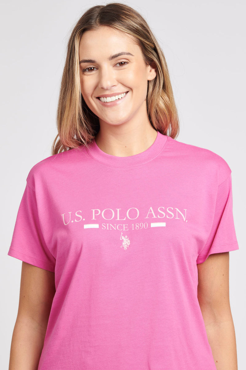 Womens Cropped USPA Logo T-Shirt in Cone Flower