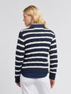 Womens Thin Stripe Cable Jumper in Navy Iris