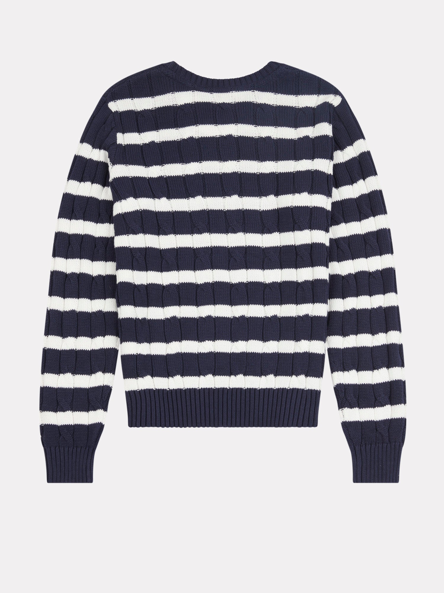 Womens Thin Stripe Cable Jumper in Navy Iris