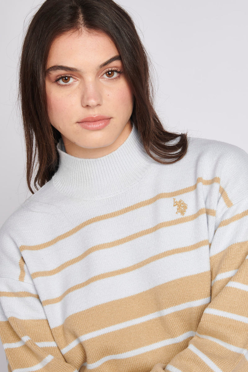 Womens Colour Block Stripe Jumper in Arctic Ice