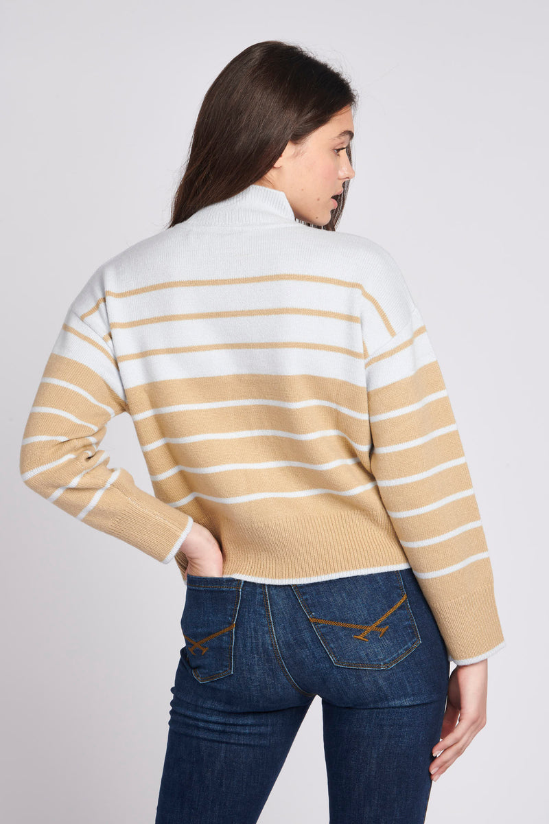 Womens Colour Block Stripe Jumper in Arctic Ice