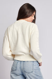 Womens Multi Cable Knit Jumper in Egret