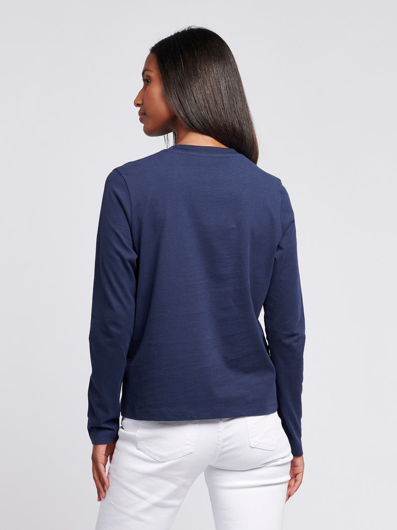 Womens Long Sleeve T-Shirt in Navy Iris