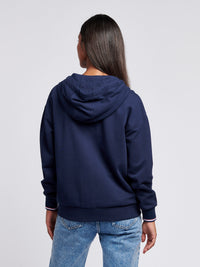 Womens Large Double Horsemen Zip Through Hoodie in Navy Iris