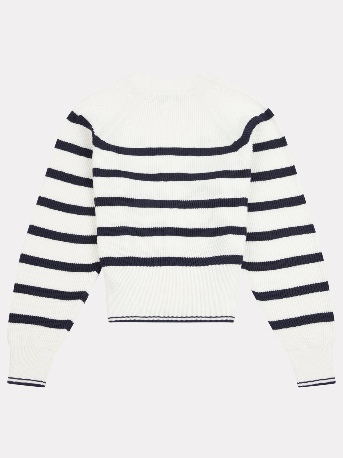 Womens Stripe Cropped Rib Cardigan in Marshmallow