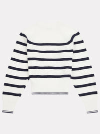 Womens Stripe Cropped Rib Cardigan in Marshmallow