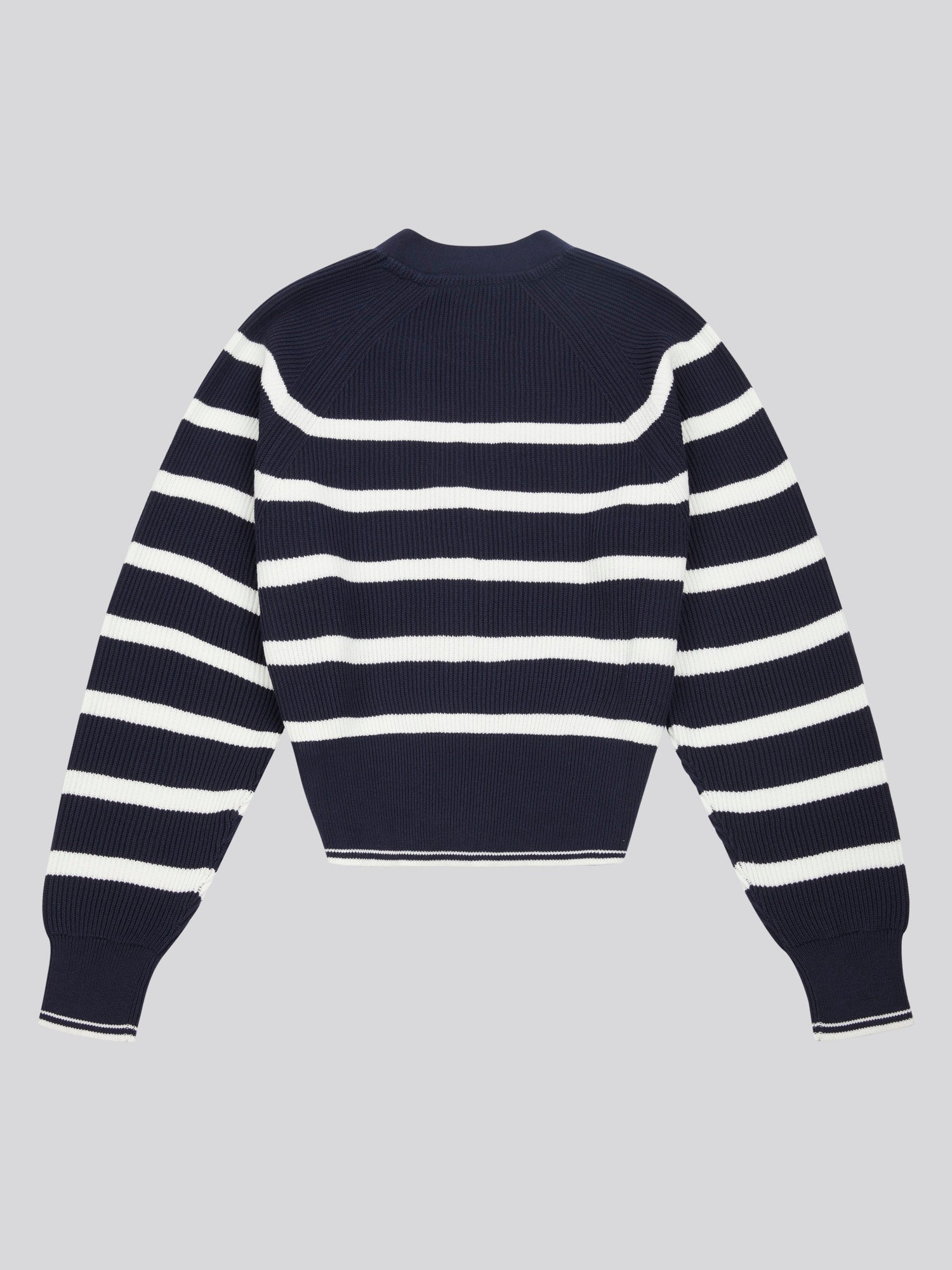 Womens Stripe Cropped Rib Cardigan in Navy Iris