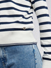 Womens Fine Knit Stripe Cardigan in Marshmallow