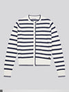 Womens Fine Knit Stripe Cardigan in Marshmallow