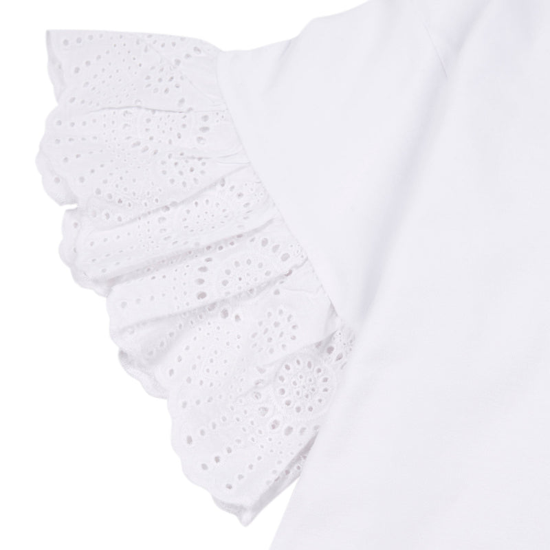 Womens Broderie Anglaise T-Shirt in Bright White