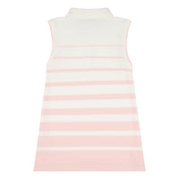 Womens Stripe Sleeveless Polo Shirt in Marshmallow