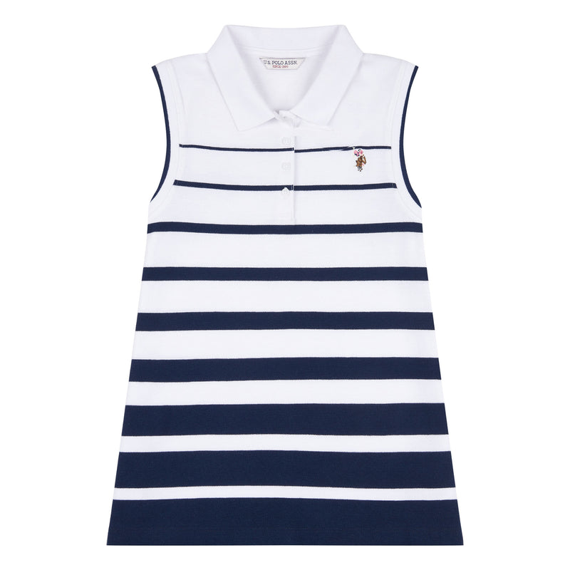 Womens Stripe Sleeveless Polo Shirt in Navy Iris