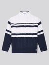 Womens Colour Block Cable Jumper in Navy Iris