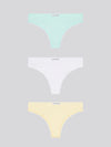 3 Pack Lace Trim Rib Thong Blue Light