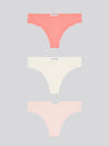 3 Pack Lace Trim Rib Thong Sugar Coral