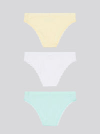 3 Pack Lace Trim Bikini Brief Pastel Yellow