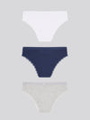 3 Pack Lace Trim Bikini Brief Peacoat