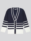 Womens Gradient Stripe Cardigan in Navy Iris