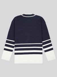 Womens Gradient Stripe Cardigan in Navy Iris