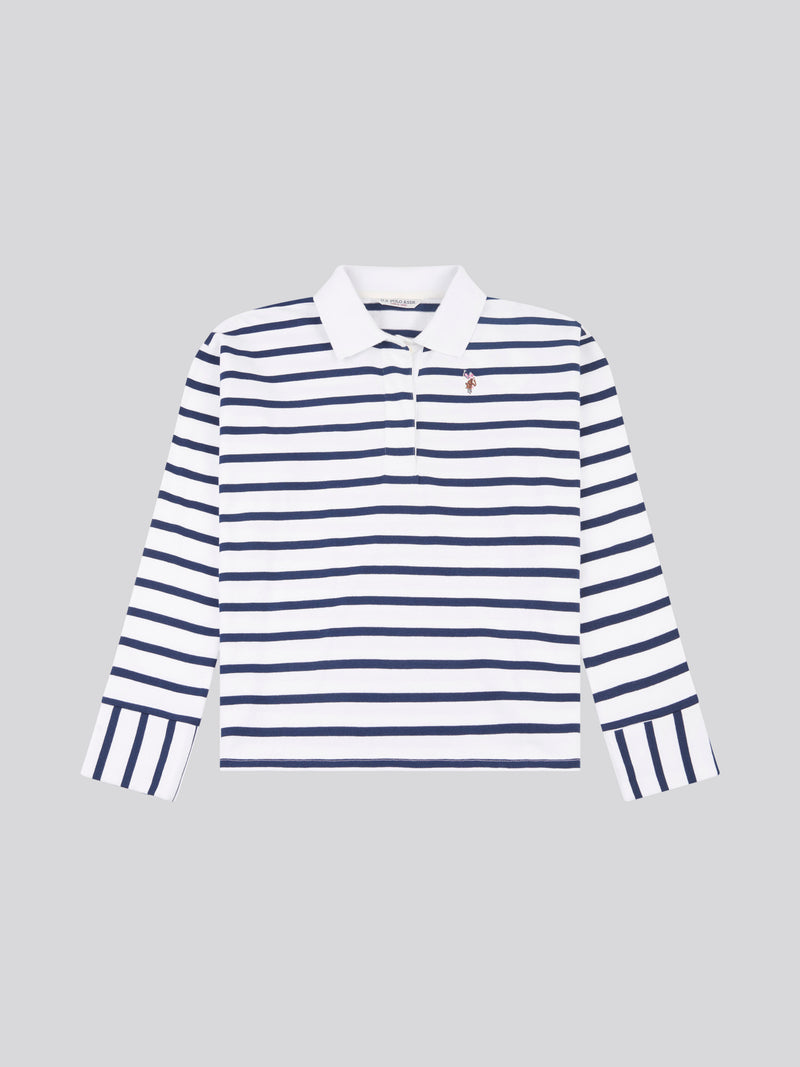 Womens Striped Rugby Top in Navy Iris