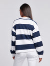 Womens Textured Stripe Sweatshirt in Navy Iris