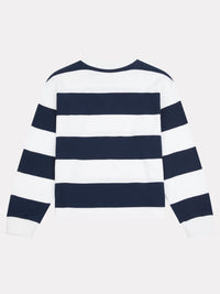 Womens Textured Stripe Sweatshirt in Navy Iris