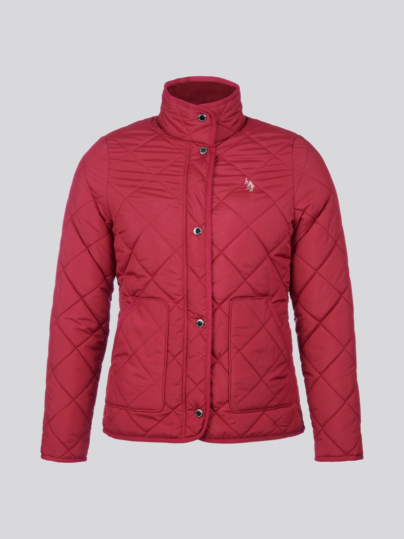 Womens Lightweight Quilted Jacket in Beet Red