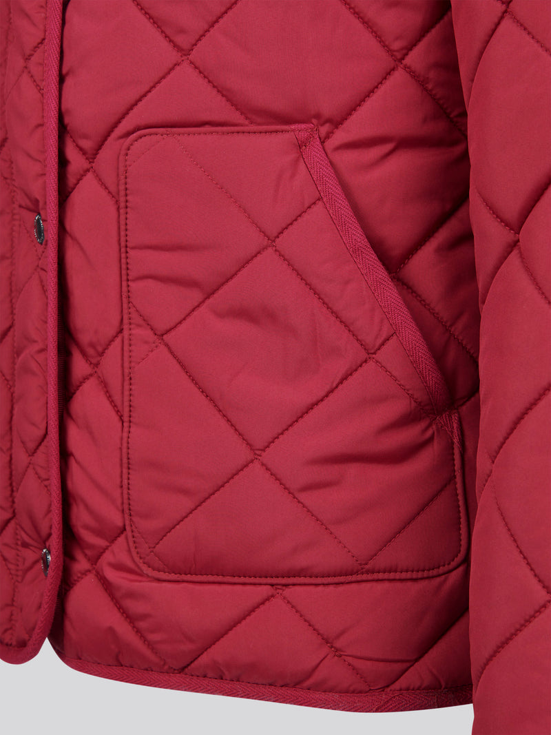 Womens Lightweight Quilted Jacket in Beet Red