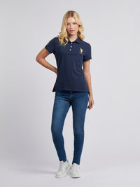 Womens Player 3 Gold Polo Shirt in Navy Iris