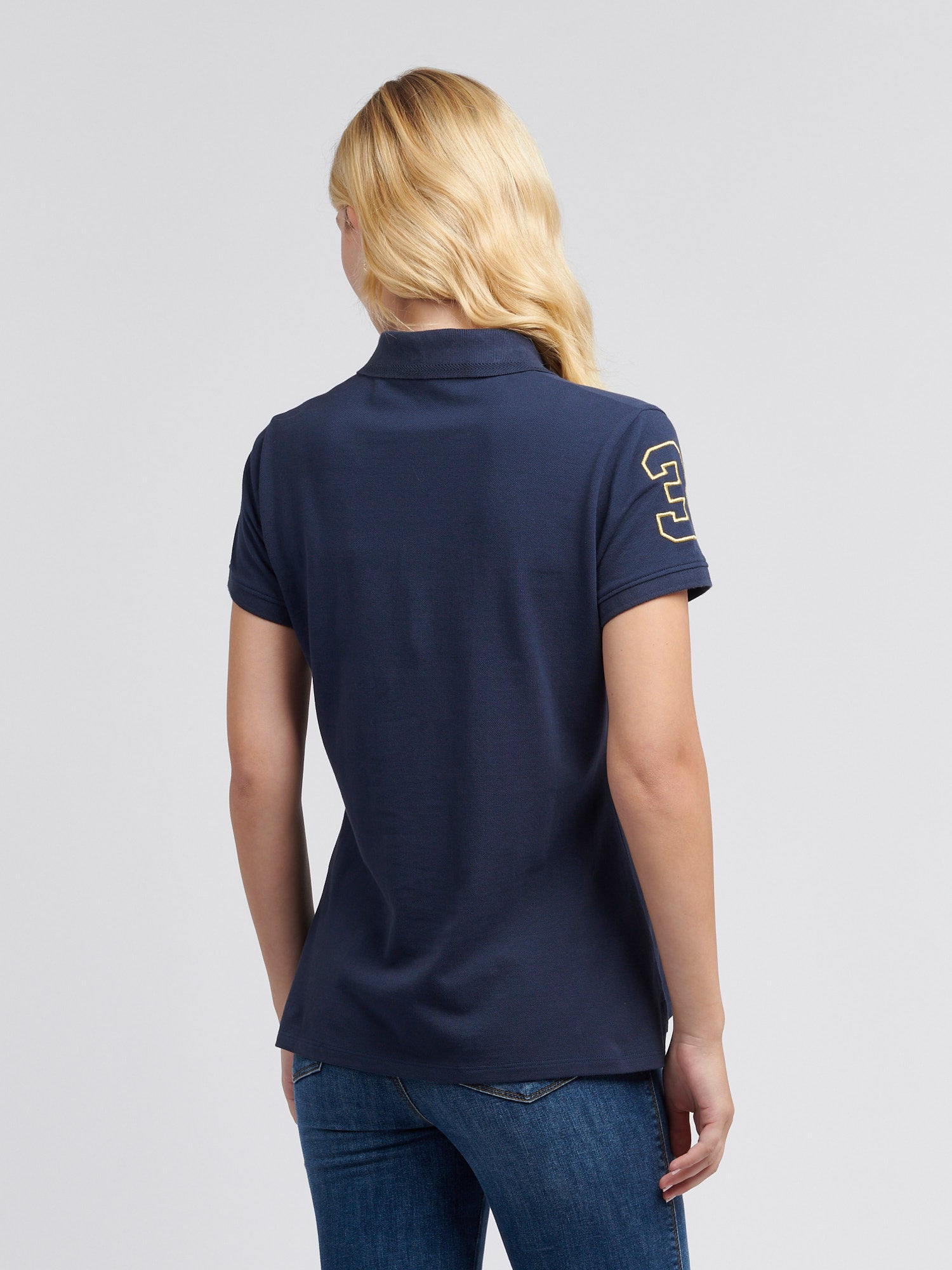 Womens Player 3 Gold Polo Shirt in Navy Iris