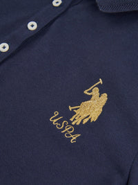 Womens Player 3 Gold Polo Shirt in Navy Iris