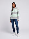 Womens Mixed Cable Stripe Jumper in Surf Spray