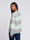 Womens Mixed Cable Stripe Jumper in Surf Spray