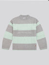 Womens Mixed Cable Stripe Jumper in Surf Spray