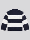 Womens Mixed Cable Stripe Jumper in Navy Iris