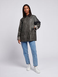 Womens Waxed Cotton Short Parka in Chimera