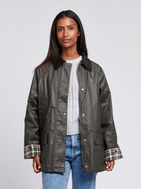 Womens Waxed Cotton Short Parka in Chimera