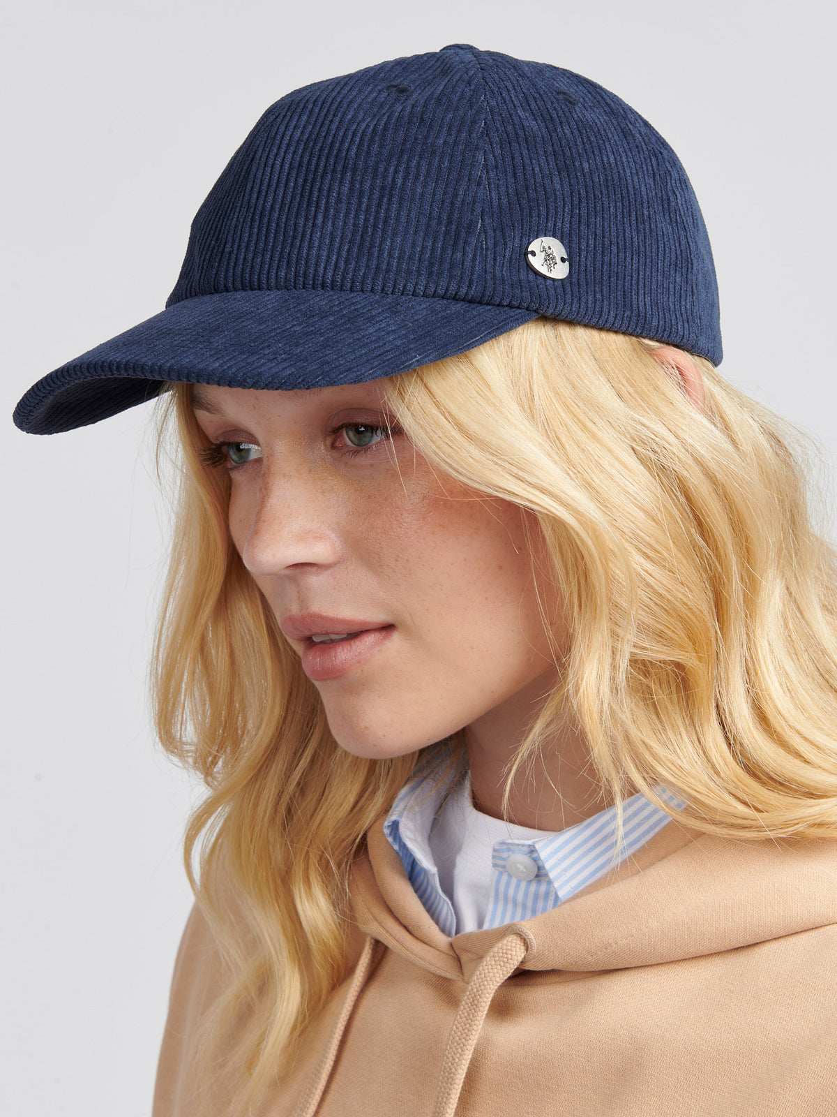 Womens Corduroy Casual Cap in Navy Iris