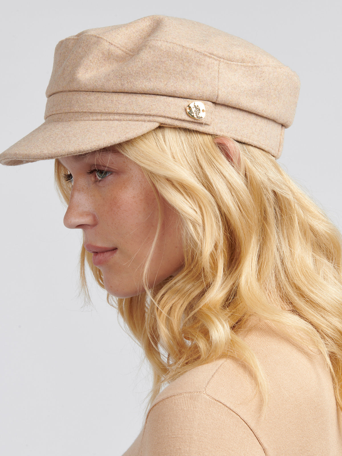 Womens Felt Baker Boy Hat in Cuban Sand