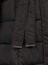 Womens Long Belted Puffer Coat in Black