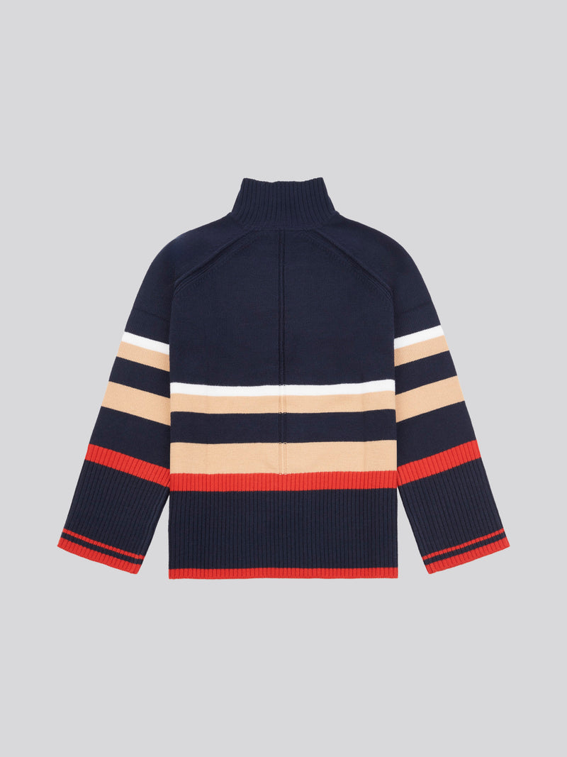 Womens Striped Longline Jumper in Navy Iris