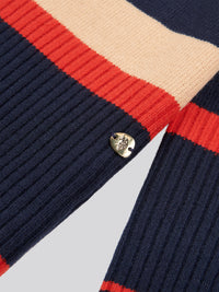 Womens Striped Longline Jumper in Navy Iris