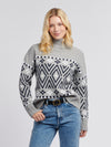 Womens Large Fairisle Jumper in Pearl Grey Marl