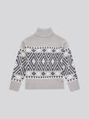 Womens Large Fairisle Jumper in Pearl Grey Marl