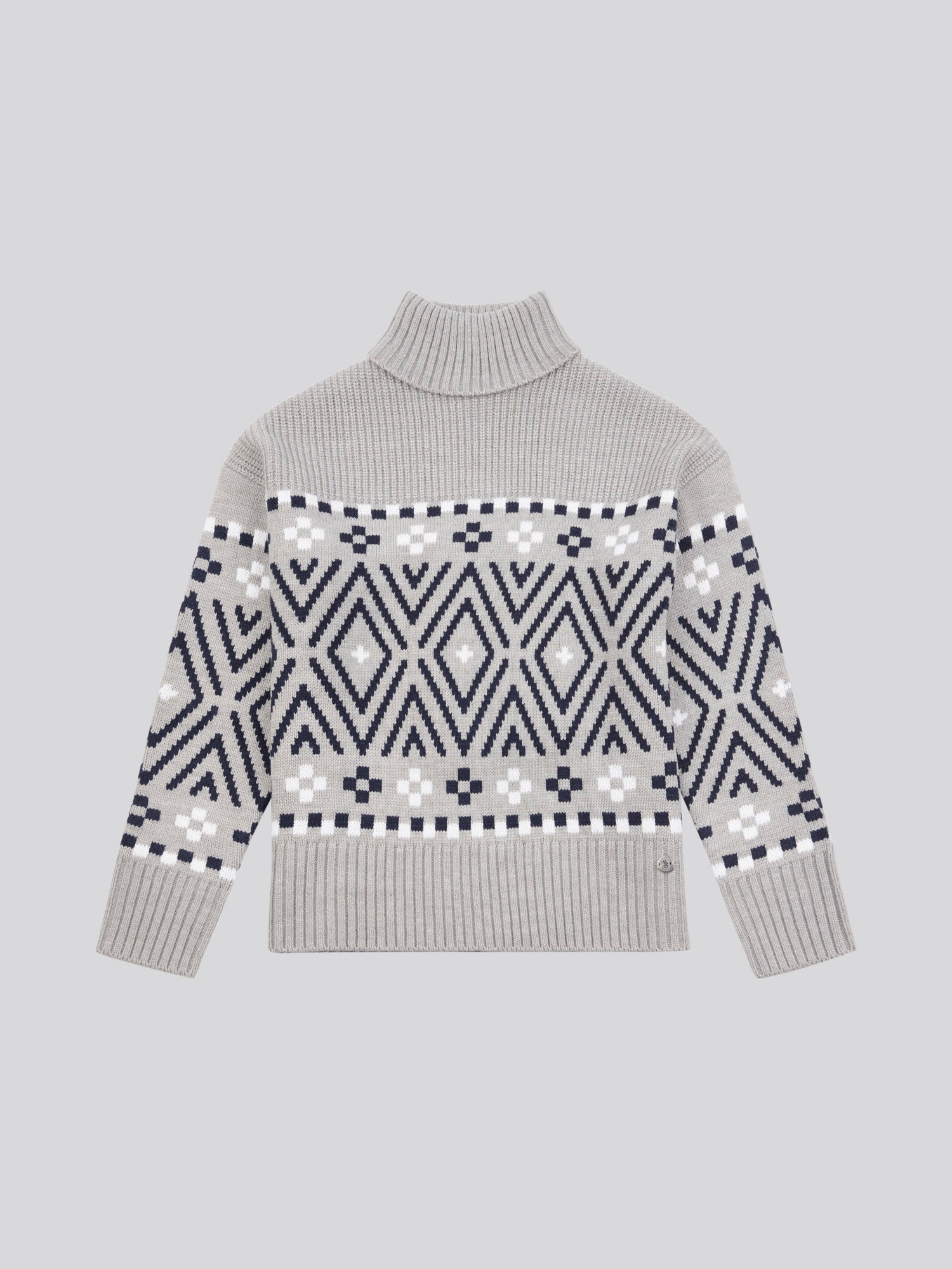 Womens Large Fairisle Jumper in Pearl Grey Marl